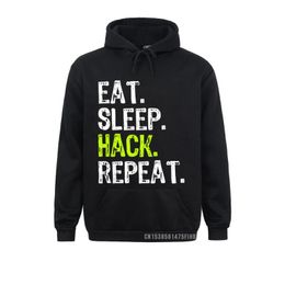 Men's Hoodies & Sweatshirts Eat Sleep Hack Hacker Hacking Security Funny Gift Hoodie Lovers Day Custom Clothes Europe Male