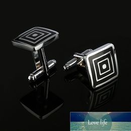 New Simple Style Black Rectangle Cufflinks Mens Shirt Cuff Button Christmas Gifts for Men Silver Plated Cuff link gemelos  Factory price expert design Quality