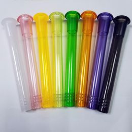 8 Colors Water Smoking Glass Downstem with 18mm male to 14mm Female Colorful Thick Pyrex Down Stem Diffuser for Hookahs Bong
