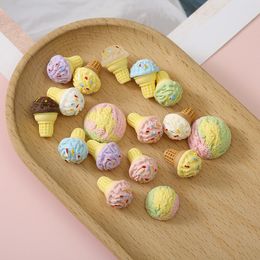 20Pcs Simulation 3D Miniature Ice Cream Resin Components Cabochon Flatbacks Fake Food Play DIY Charms Scrapbooking Decoration Accessories