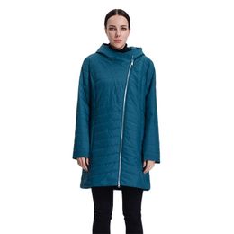 Warm Women Down Jacket Hood Office Lady Parka Quilted Coat High Quality Thin Cotton Clothes Lightweight Windproof Fit18-305 210913