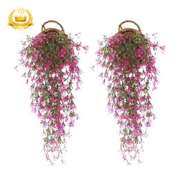 Decorative Flowers & Wreaths 2Pcs Artificial Ivy Outdoor Fake Hanging Plants Wall Hang Garland Balcony Basket Garden Party Home Office Decor