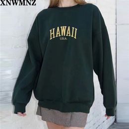 Za Oversize girls letter embroidery sweatshirts autumn fashion ladies soft cotton pullovers female casual sweatshirt women 210803