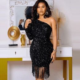 Sexy Little Black Mini Short homecoming Dresses Sequined Tassel Knee Length Prom Evening Gowns Dance Party Wears