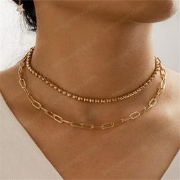2021 New Punk Women Gold Thick Link Chain Chokers Necklace Double Layer Necklace Fashion Jewelry Gift