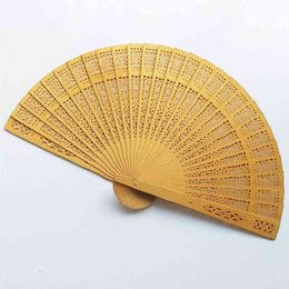 Fan Flower Fragrant Wood Wedding Favours Gifts Lace Hand Fans Folding Chinese Waaier Fan Eventail A Main Vintage Cherry Blossom Y1123