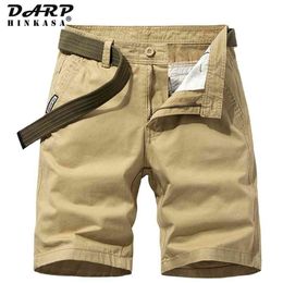 Summer Cotton Men Cargo Shorts Casual Solid Color Khaki Short Pants Brand Clothing Jogger Military 210629