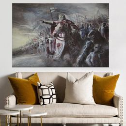 fantasy art canvas NZ - Paintings Medieval Knight Army Battle Fantasy Artwork Living Room Decor Home Art Decoration Poster No Frame Canvas Painting