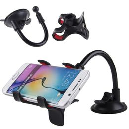 200pcs Lazy Soft Tube Car Mount Universal Windshield Dashboard Mobile Phone Holder 360 Degree Rotation Suction Cup Clamp