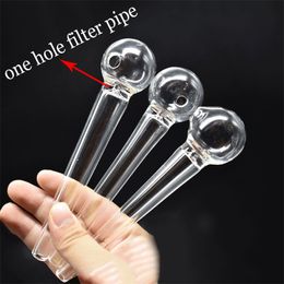 Wholesale 14cm Pyrex Glass Oil Burner Pipe Tobcco Dry Herb filter pipe clear Glass Oil Tube Smoking Pipes