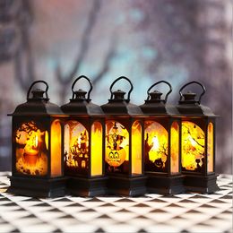 Halloween decoration LED Lantern Lights Party fireplace lamps Small Vintage Style Flameless ghost festival transparent wind lamp bar for Home atmosphere