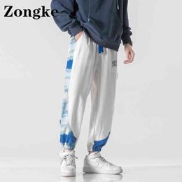 Zongke Print Work Clothes Men Pants White Chinese Size 3XL Sweat Pants For Men Fashion 2022 Spring New Arrivals Y220308