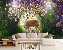 Custom murals wallpapers 3d photo wallpaper mural Modern dreamy pastoral forest deer living room background wall papers home decoration painting