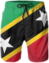 Mens Swim Shorts Saint Kitts And Nevis Flag Quick-Dry Trunk With Mesh Lining 220312
