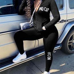CM.YAYA Streetwear No Cap Sweatsuit Women's Set Track Hooded Jacket Legging Pants Active Tracksuit Two Piece Fitness Outfit 220315
