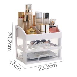 2 drawer plastic storage Canada - Storage Boxes & Bins 1PC Plastic Cosmetic 2 Layer Drawer Organizer Makeup Container Desktop Sundry Case