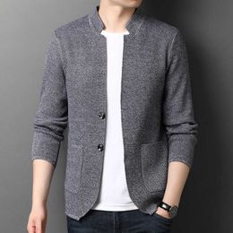 Winter Khaki Mens Sweaters Long Sleeve Slim Casual Knitted Cardigans Men Fashion Brand High Collar Coat Sweater Male Overcoat 210603