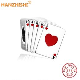 Fit Original Pandora Charm Bracelet DIY Jewellery Making 100% 925 Sterling Silver Cute Playing Cards Charms Beads With Mix Enamel Q0531