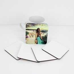 9*9cm Sublimation Coaster Wooden Blank Table Mats MDF Heat Insulation Thermal Transfer Cup Pads DIY Coasters SN3831