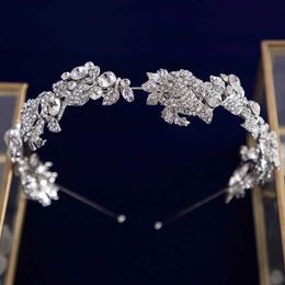 Elegant Flower Brides Headbands Crystal Brides Tiaras Headpieces Evening Hair Jewellery X0625