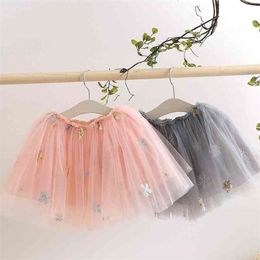 Summer Casual 2 3 4 6 8 9 10 Years Kids Clothing School Dance Embroidery Floral Glitter Lace Tutu Skirt For Baby Girls 210701