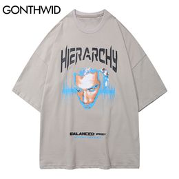 GONTHWID T-Shirts Streetwear Punk Rock Gothic Mask Print Cotton Short Sleeve Tees Hip Hop Men Casual Harajuku Fashion Loose Tops C0315