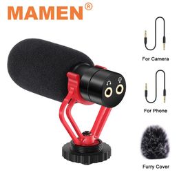vlog tripod Canada - MAMEN Professional Camera Phone Microphone With Desktop Tripod Fill Light Real-time Monitoring MIC For VLOG Shooting Interview