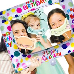 Birthday party Favours Boy girl Birth party Photo Hand Holder frame booth props Balloon frame Family group photo Babyshower decor Y0730