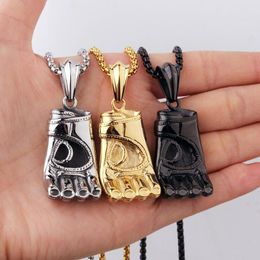 Men's High Quality 316L Stainless Steel Boxing Gloves Pendant Necklace with Box Chain