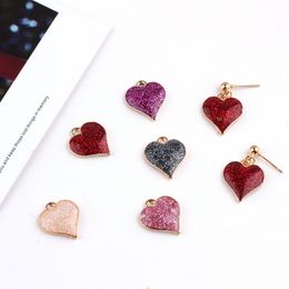 10pcs/lot Shiny Design Alloy Enamel Charm Drop Oil Heart Pendants DIY Jewelry Accessory Earring Bracelet Handmade Floating