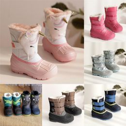 US 5-13 Kids Toddler Snow Boots Boys Girls Cartoon Unicorn Ski Boot Skiing Outdoor Warm Shoes Faux Fur Plush Fleece Lined Ankle Zip Waterproof Insulated Boots GT2IINB