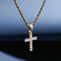 Pendant Necklaces Cross S925 Sterling Silver Necklace Full Of Zircon Iced Out Hip Hop For Mens Jewelry PunkPendant NecklacesPendant