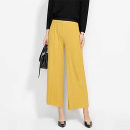 Thin ice silk wide legge pants trousers women high waist straight casual pantalon de mujer talla grande pantalon largefemme Q0801