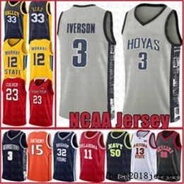 Iverson Ncaa Georgetown University Kyrie Stephen 30 Curry Irving Dwyane 3 Wade Lebron 23 James Kawhi Basketball Jersey Leonard Gary