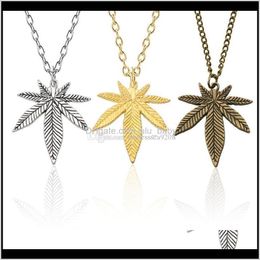 Pendant & Hip Hop Jewelry For Men Women Small Pendants Necklaces Unisex Plant Collar Tree Leaf Necklace Drop Delivery 2021 Rkes0