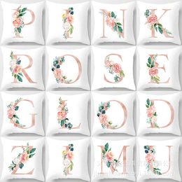 Cushion/Decorative Pillow Nordic-Style Case Pink Rose Letter Peach Leather Sofa Cushion Cover For Fibre Pillowcover