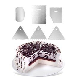 6Pcs/set Cake Scraper Stainless Steel Edge Decorating Comb & Icing Smoother Buttercream Side Polisher Bakeware Tools JKXB2103