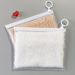 PVC Transparent Frosted Zipper Bag Ice Sleeve Underwear Swimsuit Socks Household Storage Pull Ring Self Sealing Bag