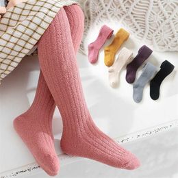 6 Colours 1 to 7 Years Winter Warm Coral Fleece Girls' Tights Extreme Soft Pantyhose For Children Solid Colour Kids Sticky 211028