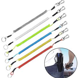 1.2m Max Stretch Lanyards Plastic Retractable Tether Spring Elastic Rope TPU Coiled Anti-Lost Keychain Fishing Tools Accessories