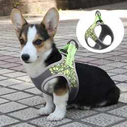 Dog Harness Collar Reflective Breathable Adjustable Dog Vest Safety Dogs Training Walking Harnesses No Pull Dogs Accessories 210712