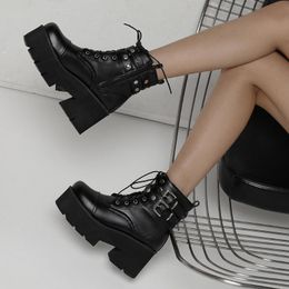 Boots SARAIRIS High Heels Women Shoes Ankle Zipper Big Size 43 Metal Elements Chunky Platform 2021 Street Woman