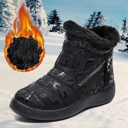 Boots Women's Zipper Ankle Snow 2021 Winter Woman Warm Low Heels Ladies Outdoor Casual Shoes Female Comfort Footwear Plus Size