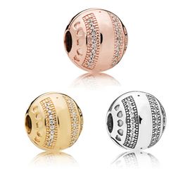 3 Types 925 Sterling Silver Round Ball Clip Beads For Charms Bracelets Women Hearts Crystal Beads for Silver 925 Jewellery Making Q0531