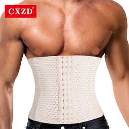 CXZD Men Waist Trainer Body Shapers Slimming Belt Modeling Strap Steel Boned Band faja Corsage Corsets Weight Loss Bustiers