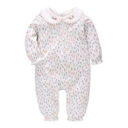 Vlinder Baby Girl Clothes Girl Rompers Spring Autumn New Born Clothes Pure cotton Flower Printing rompers Infant Rompers 6M~24M 210317