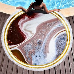 Large Round Beach Towel For Adult Colourful Quicksand Pattern Microfiber Shower Bath Towel Travel Blanket Swimming Cover WLL304