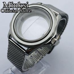 41mm silver sterile watch case sapphire glass case fit NH35 NH36 ETA2836 Miyota8205 8215 821A Mingzhu DG2813 3804movement