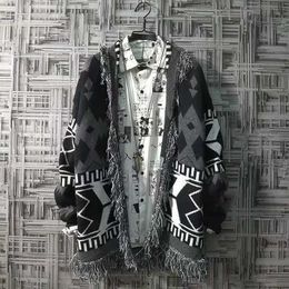 Fashion Knitted Jumper Sweaters Streetwear Casual Hip Hop Long Sleeve Cardigan Knitwear Sweater Spring Autumn Black Rock Tops Y0907