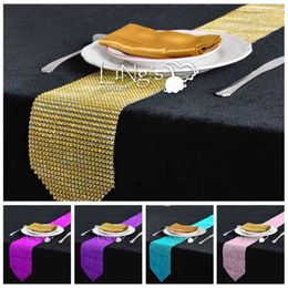 Gold \ Silver Diamond Table Runner Mesh Runners Wedding Party cloth Decorations Home Accessories 210628